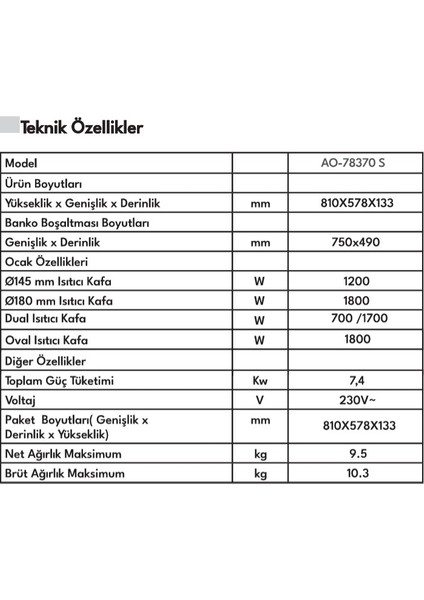 AO-78370 S Ankastre Ocak