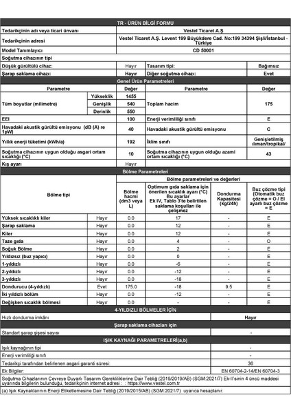 CD 50001 Dikey Derin Dondurucu