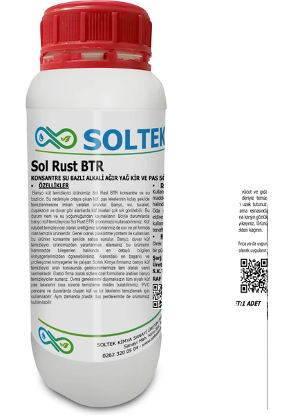 Soltek Kimya En Etkili Banyo Küf Temizleyici - Sol Rust Btr