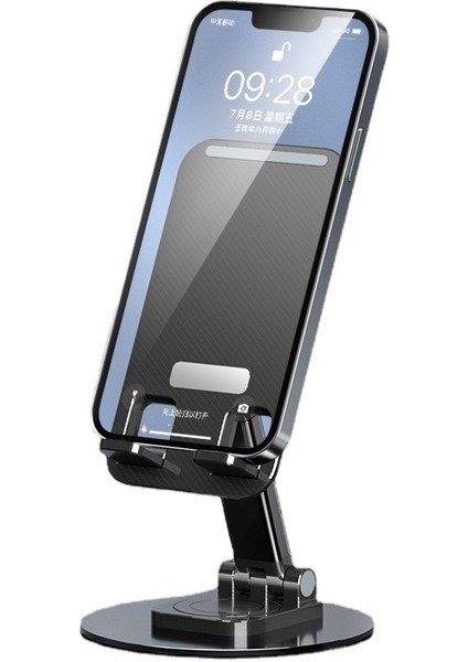 Stand 360° Katlanır Döner Teleskopik Disk Metal Ağırlıklı Masaüstü Cep Telefonu Tablet (Yurt Dışından)