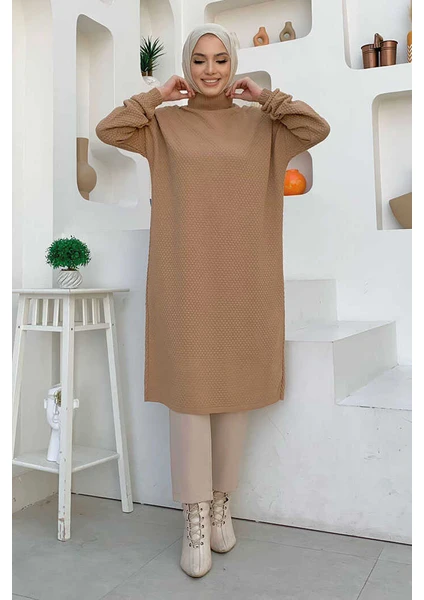 Bym Fashion 22215 Triko Tunik Taba