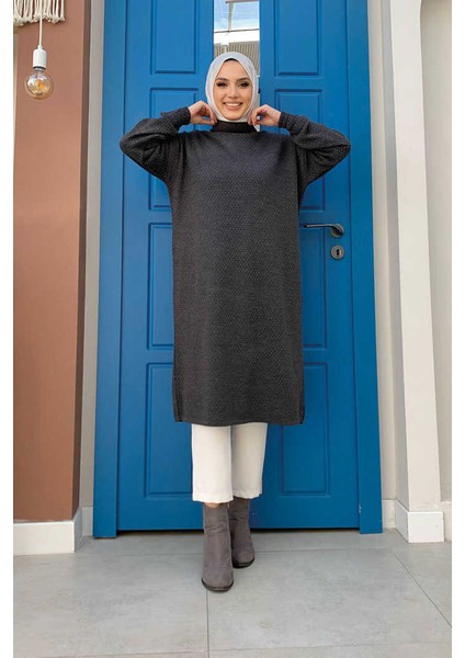 Bym Fashion 22215 Triko Tunik Füme