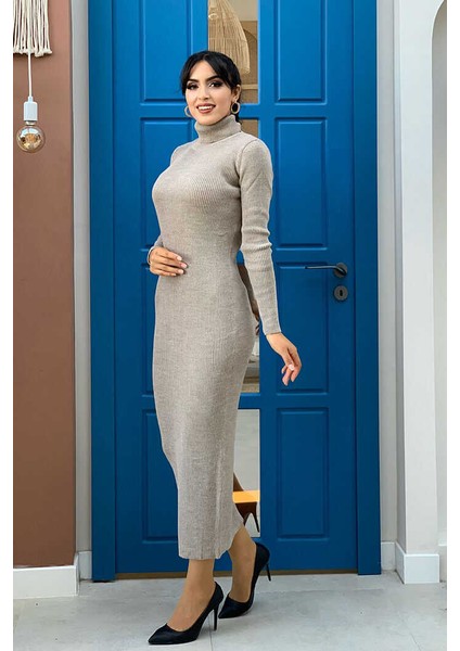 4100 Balıkçı Fitilli Elbise Vizon fiyatları