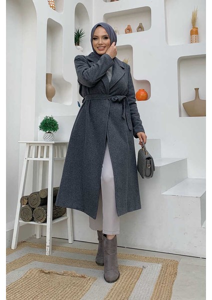 7519 Kaşe Kaban Gri