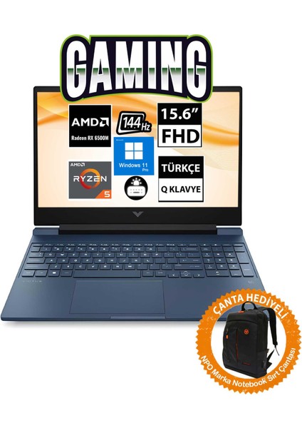 Victus 15-FB0020NT 7N5M8EA08 Ryzen5 5600H 16GB 512SSD RX6500M 15.6" Fullhd W11P Taşınabilir BILGISAYAR-CNT009