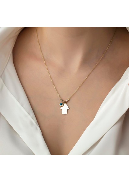 Altın Nazar Hamsa Kolye