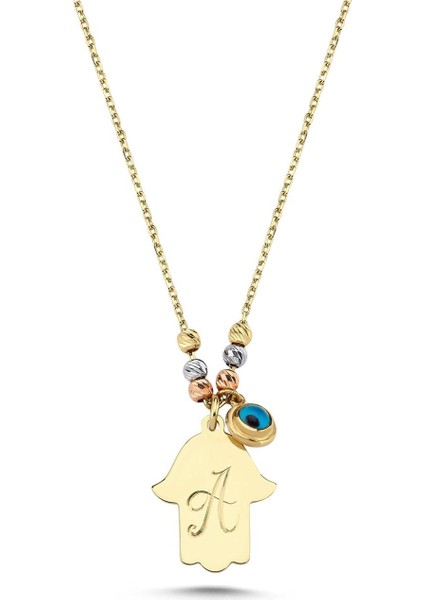Altın Nazar Hamsa Kolye
