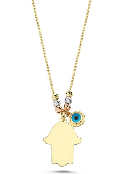 Altın Nazar Hamsa Kolye