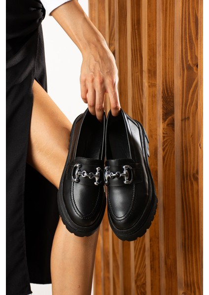Günlük Kadın Loafer Klasik Kalın Tabanlı Zincirli Oval Burunlu Makosen Ayakkabı 400-420-430 modelleri