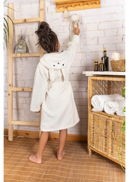 Pamuklu Kapşonlu Yumuşacık kız-erkek Çocuk Bornozu / TAVŞAN