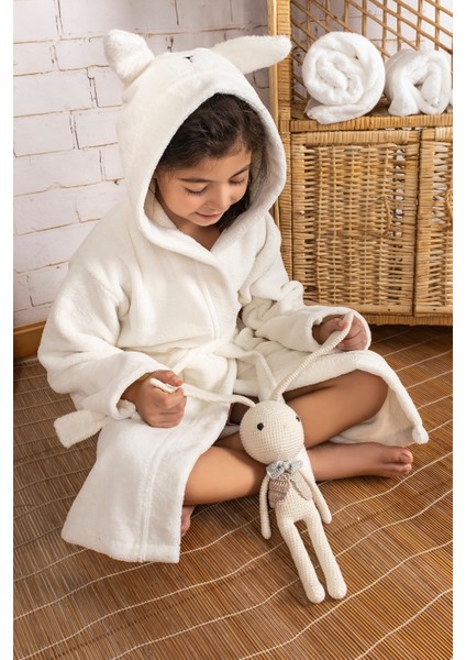 Pamuklu Kapşonlu Yumuşacık kız-erkek Çocuk Bornozu / TAVŞAN modelleri