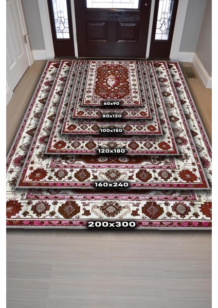 Yeni Yıl Temalı Halı Kırmızı Renkli Yeni Yıl Parti Halısı Etnik Desenli Yılbaşı Temalı Halı indirimleri