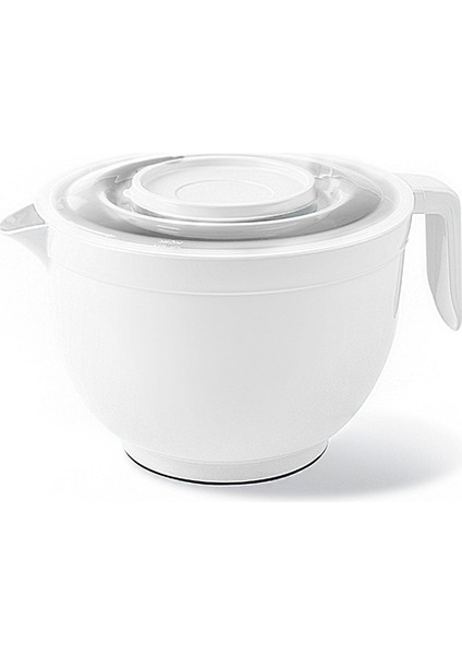 Mikser Kase Kapaklı Mikser Kase & Karıştırma Kabı Çırpma Kabı 3 Lt. Beyaz