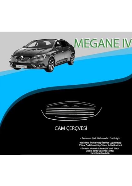Renault Megane 4 Krom Cam Çerçevesi 12 Parça