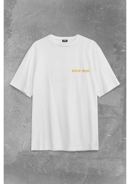 No Justice No Peace Adalet Barış Urban Street Culture Urban Wear Sırt Ön Baskılı Oversize Tişört T-Shirt fiyatları