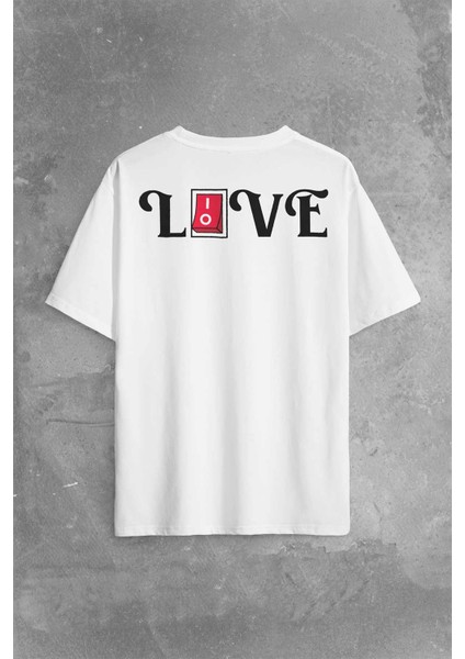 Love Live Tipografi Anahatar Sırt Ön Baskılı Oversize Tişört T-Shirt