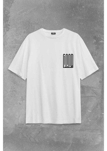 Good Bad Yazı Tipografi Iyi Kötü Sırt Ön Baskılı Oversize Tişört T-Shirt fiyatları