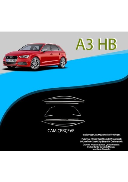 Audi A3 Hb Krom Cam Çerçevesi 10 Parça