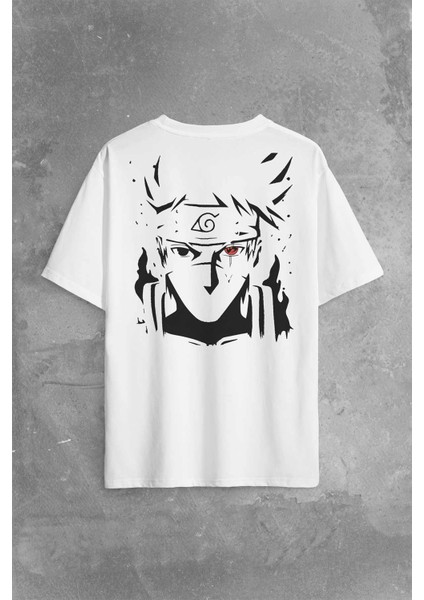 Naruto Kakashi Anime Dizi Sırt Ön Baskılı Oversize Tişört T-Shirt
