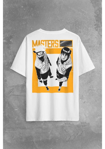 Naruto Kakashi Masters Anime Dizi Ustalar Japonca Sırt Ön Baskılı Oversize Tişört T-Shirt