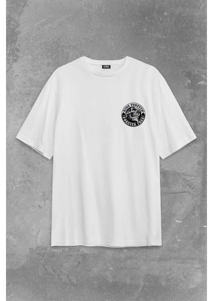 Motorcycle Skull Ride Forever Motosiklet Sırt Ön Baskılı Oversize Tişört T-Shirt fiyatları
