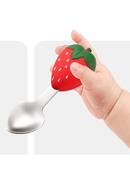 Vakumlu Silikon Mama Tabağı, Silikon Saplı Çelik Uçlu Çatal ve Kaşık ( Çilek Figürlü ) indirimleri