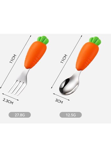 Çocuk Silikon Saplı Paslanmaz Çelik Uçlu Kaşık ve Çatal Seti (Turuncu) indirimleri