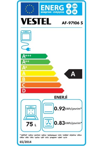 AF-97106 S 78 Lt A Enerji Sınıfı Ankastre Fırın