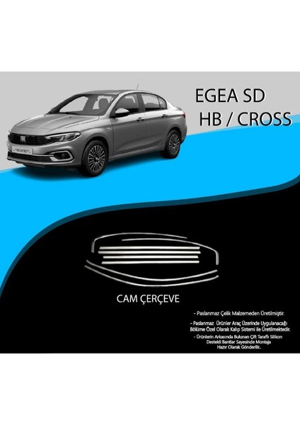 Fiat Egea Sd Hb / Cross Krom Cam Çerçevesi 8 Parça