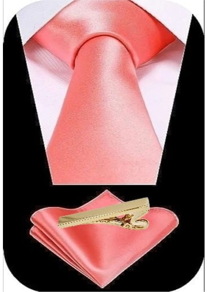 Erkek Saten Kravat Mendil ve Gold Çelik Kravat Iğne Set indirimleri