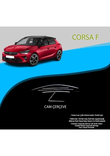 Opel Corsa F Krom Cam Çerçevesi 10 Parça