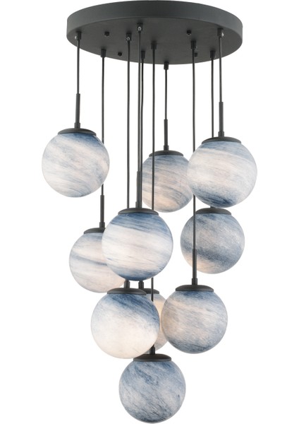 Efser 10LU Yuvarlak Avize Modern Oturma Odası Salon Sarkıt Avize
