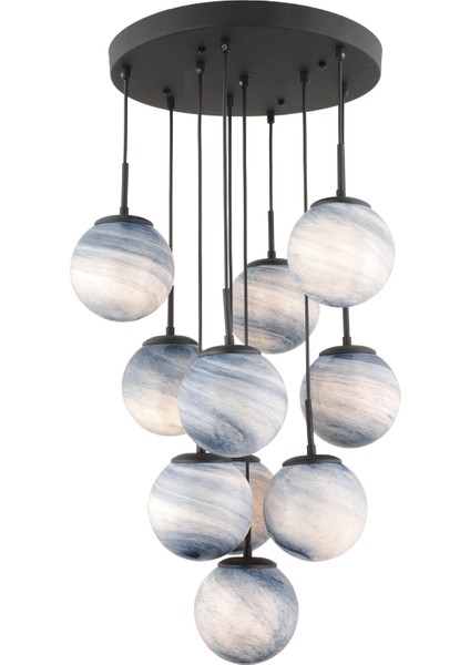 Efser 10LU Yuvarlak Avize Modern Oturma Odası Salon Sarkıt Avize