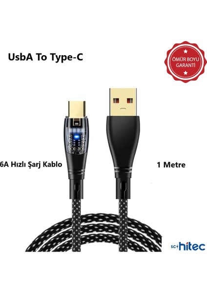 6A 120W Usba To Type-C 1metre Hızlı Data ve Şarj Kablosu Mavi Ömür Boyu Garanti YK234M