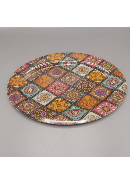 Melamin Basık Kayık Tabak Desenli 34.5 x 24.5 x 1.8 cm 164 gr