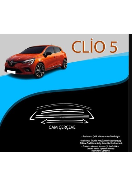 Renault Clio 5 Krom Cam Çerçevesi 12 Prç 2019 ve Üzeri