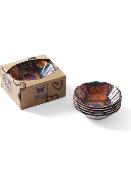 Melamin X6 Adet Desenli Çay Tabak 10CM (ÇAP:10CM Yuk 2.5cm 308GR)