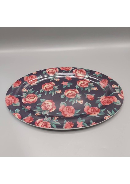 Melamin Basık Kayık Tabak Desenli 34 cm 34.5 x 24.5 x 1.8 cm 164 gr