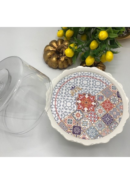 Melamin Kapaklı Mini Desenli Kek Fanus (19 Cm) fiyatları
