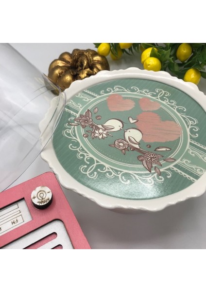 Melamin Kapaklı Mini Desenli Kek Fanus (19 Cm)