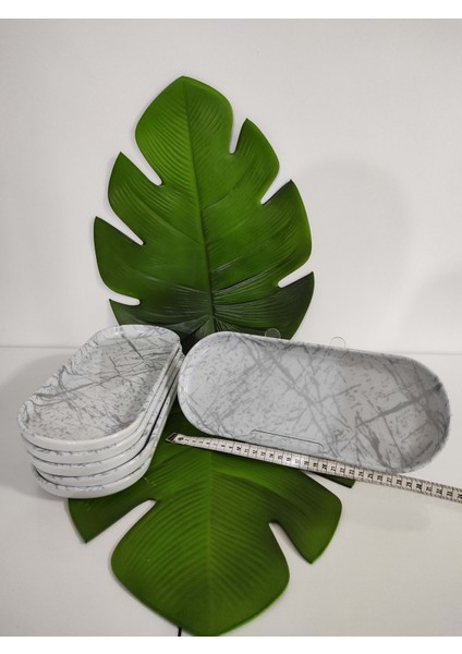 Melamin Kırılmaz Kayık Silver 6 Adet 13 x 32 cm