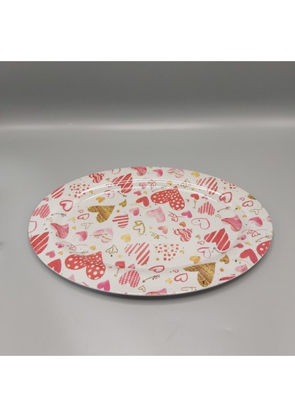 Melamin Basık Kayık Tabak Desenli 34 cm 34.5 x 24.5 x 1.8 cm 164 gr