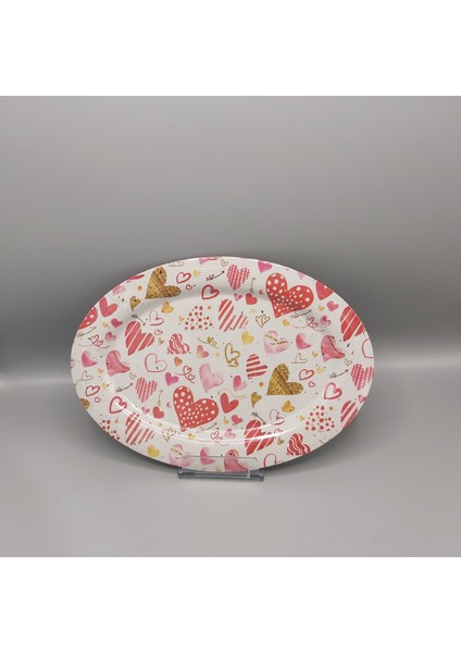 Melamin Basık Kayık Tabak Desenli 34 cm 34.5 x 24.5 x 1.8 cm 164 gr
