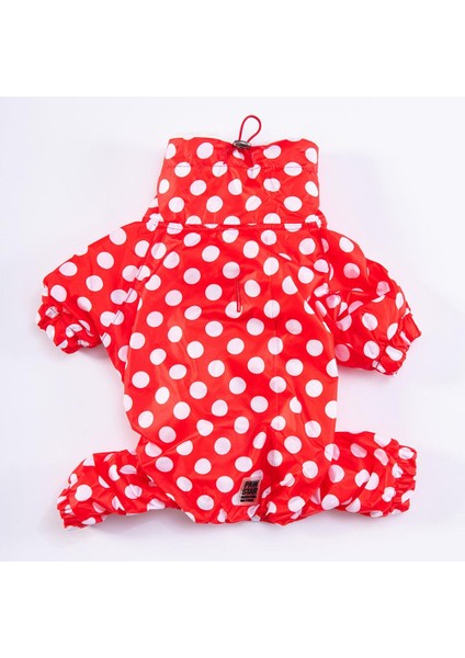 Dots Red Peluşlu Su Geçirmez Küçük Irk Köpek Yağmurluk Tulum fiyatları