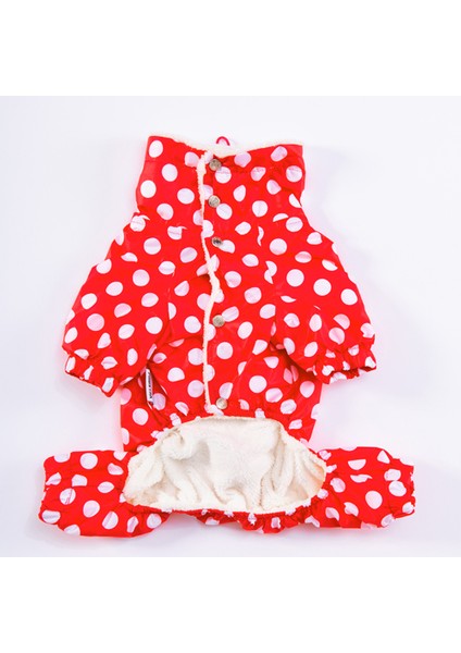 Dots Red Peluşlu Su Geçirmez Küçük Irk Köpek Yağmurluk Tulum modelleri