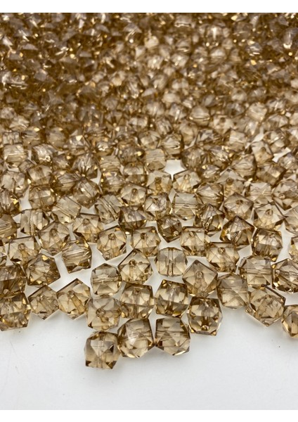 100gr 10mm Vizon/ Açık Kahverengi Küp, Kübik Model Akrilik Boncuk ,çanta Boncuğu (100gr,~180 Adet)