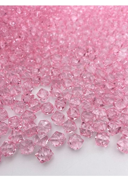100GR 10MM Pembe Renk Küp, Kübik Model Akrilik Boncuk ,çanta Boncuğu (100GR,~180 Adet)