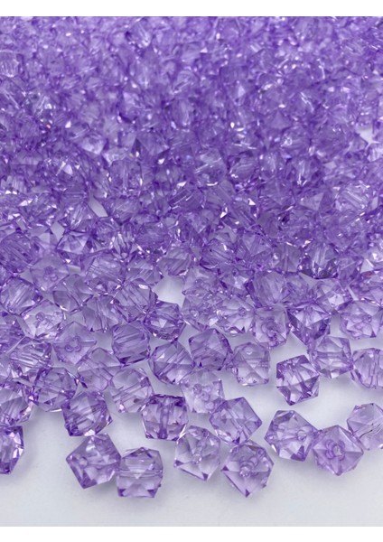 100GR 12MM Lila / Açık Mor Küp, Kübik Model Akrilik Boncuk,takı,çanta Boncuğu (100GR,~110 Adet)