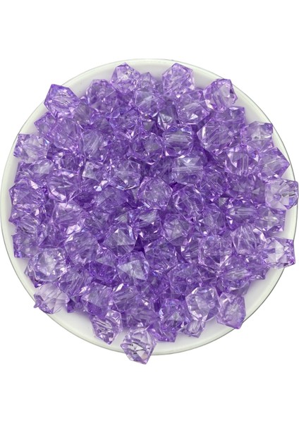 100GR 12MM Lila / Açık Mor Küp, Kübik Model Akrilik Boncuk,takı,çanta Boncuğu (100GR,~110 Adet) modelleri
