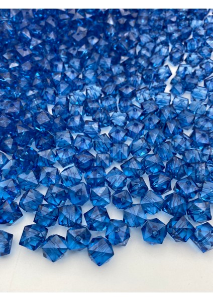 100GR 12MM Saks Mavi / Lacivert Küp, Kübik Model Akrilik Boncuk,takı,çanta Boncuğu (100GR,~110 Adet)